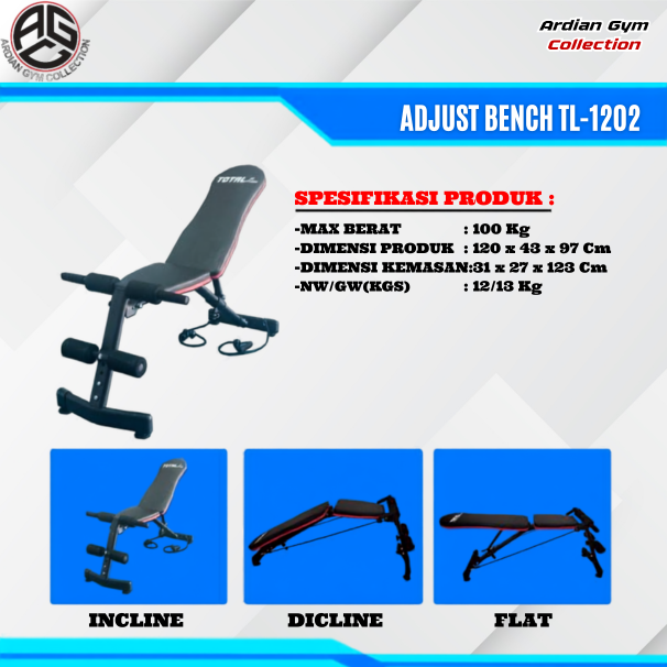 Adjust Bench TL 1202 - Sit Up Bench 3 Posisi - Papan Sit Up - Image 2