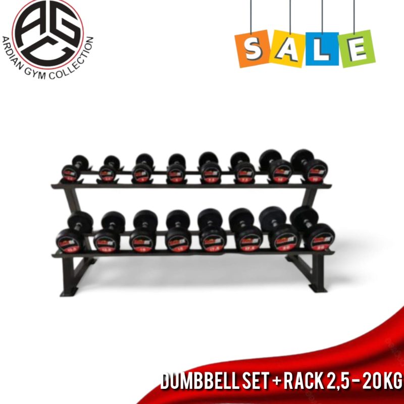 Alat Olahraga Angkat Beban Fitness Gym Total Dumbbell Set + Rack 2,5 – 20 Kg