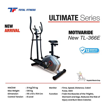 Ultimate Series Motivaride Elliptical Bike 2 in 1 Sepeda Statis Magnetic dengan Handle Gerak TL-366E